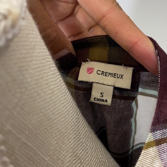 Cremieux Plaid Cinched Wrist Button Up Top size Small - Picture 3 of 6